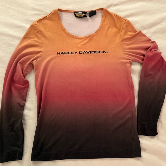 Harley-Davidson Tops - Harley-Davidson Women's Ombre Long Sleeve Tee - Orange and Brown XS
